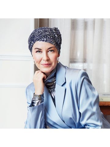 1008 HocLotus Turban 4009 Floating Navy